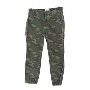 Sundry Camo Ball Chain Trim Herringbone Pants Green Camouflage Size 27